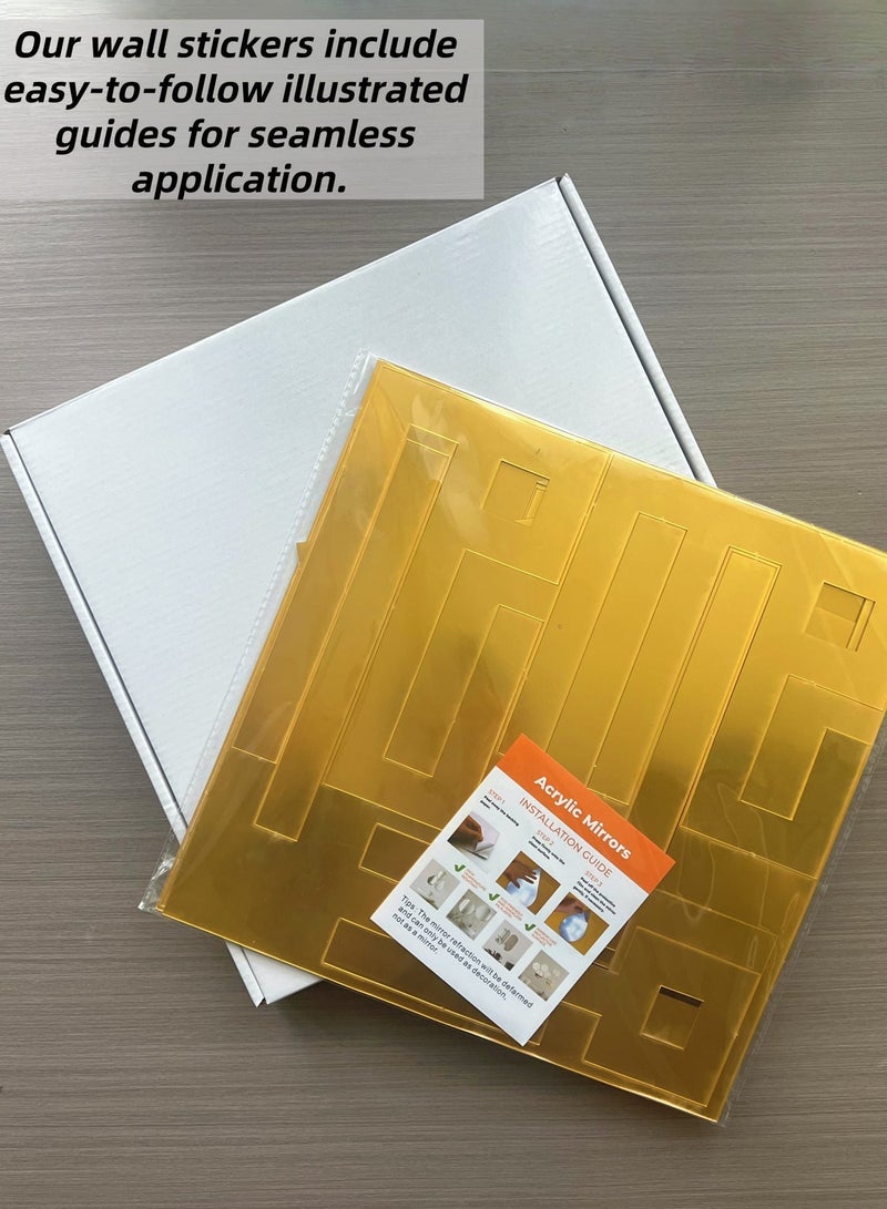 ملصقلوحات حائط اسلامية ، حائط مرآة الأمثال العربية، ديكور حائط مرآة ثلاثي الأبعاد قابل للإزالة ذاتي اللصق، ملصق حائط مرآة لغرفة النوم وخلفية غرفة المعيشة 120 × 21 سم (ذهب) - Image 5